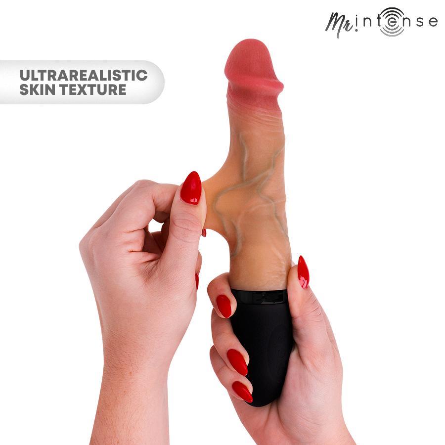 MR. INTENSE HIGH TECH - MR INTENSE - JEAN UP&DOWN VIBRATOR SILICONE WITH HEAT EFFECT 24 CM -O- 3.8 CM — zdjęcie 4