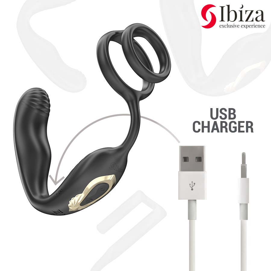 IBIZA - WIGGLE REMOTE CONTROLLED ROTATING ANAL PLUG WITH PERINEAL VIBRATION AND PENIS ENHANCING RINGS — zdjęcie 4