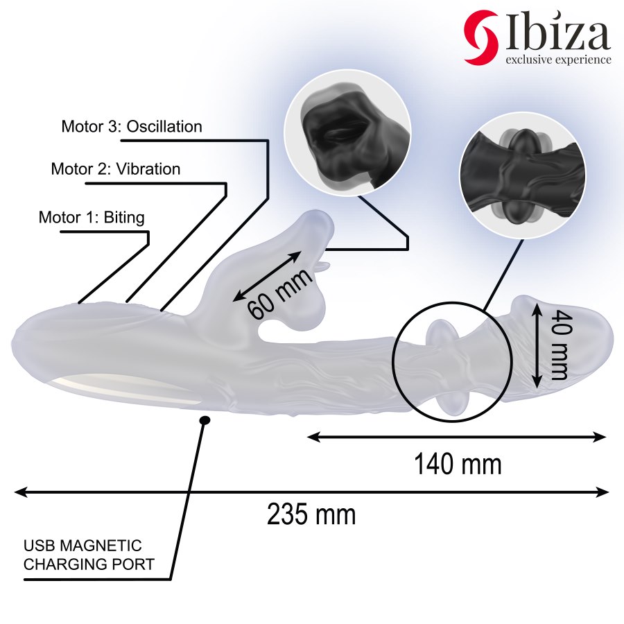 IBIZA - VIBRATOR AND CLITORIS STIMULATOR WITH BITING AND ROTATION EFFECT — zdjęcie 4