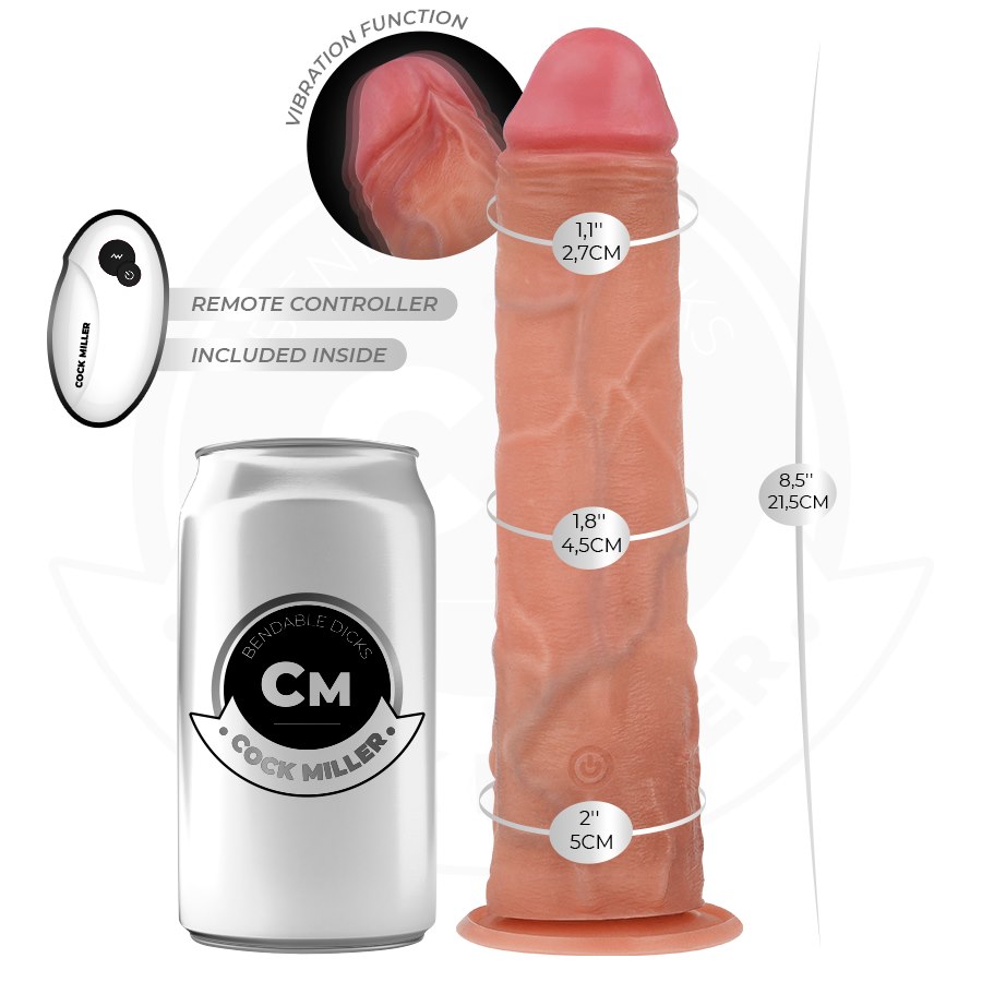 COCK MILLER - REALISTIC DILDO WITH SUCTION CUP AND VIBRATION WITH REMOTE CONTROL 21.5 CM — zdjęcie 4