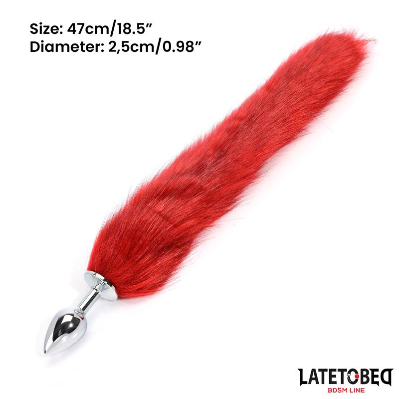 LATETOBED BDSM LINE - Anal plug with tail Dark Red 40 cm — zdjęcie 3