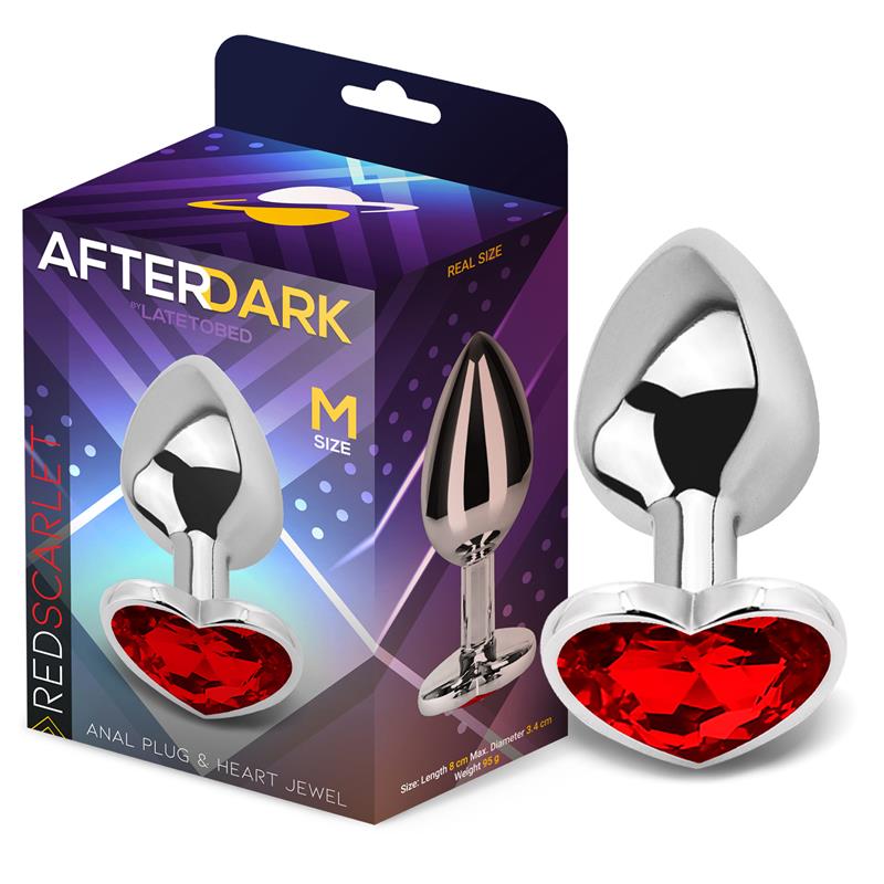 AFTERDARK - Butt Plug with Heart Jewel Corazón Red Scarlet Size M
