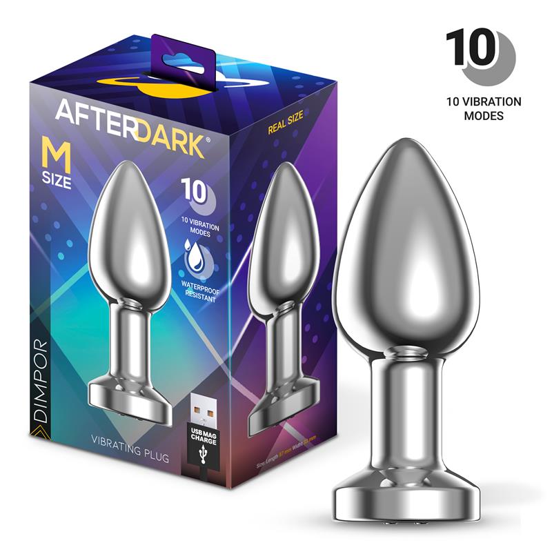 AFTERDARK - Dimpor Chrome Anal Plug with Vibration and Magnetic USB Size M