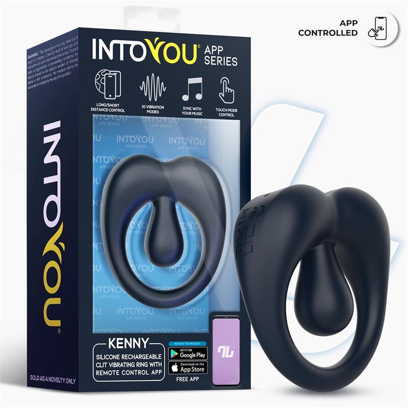 INTOYOU APP SERIES - Kenny Penis Ring with Clitoris Stimulator and APP Night Blue — zdjęcie 3