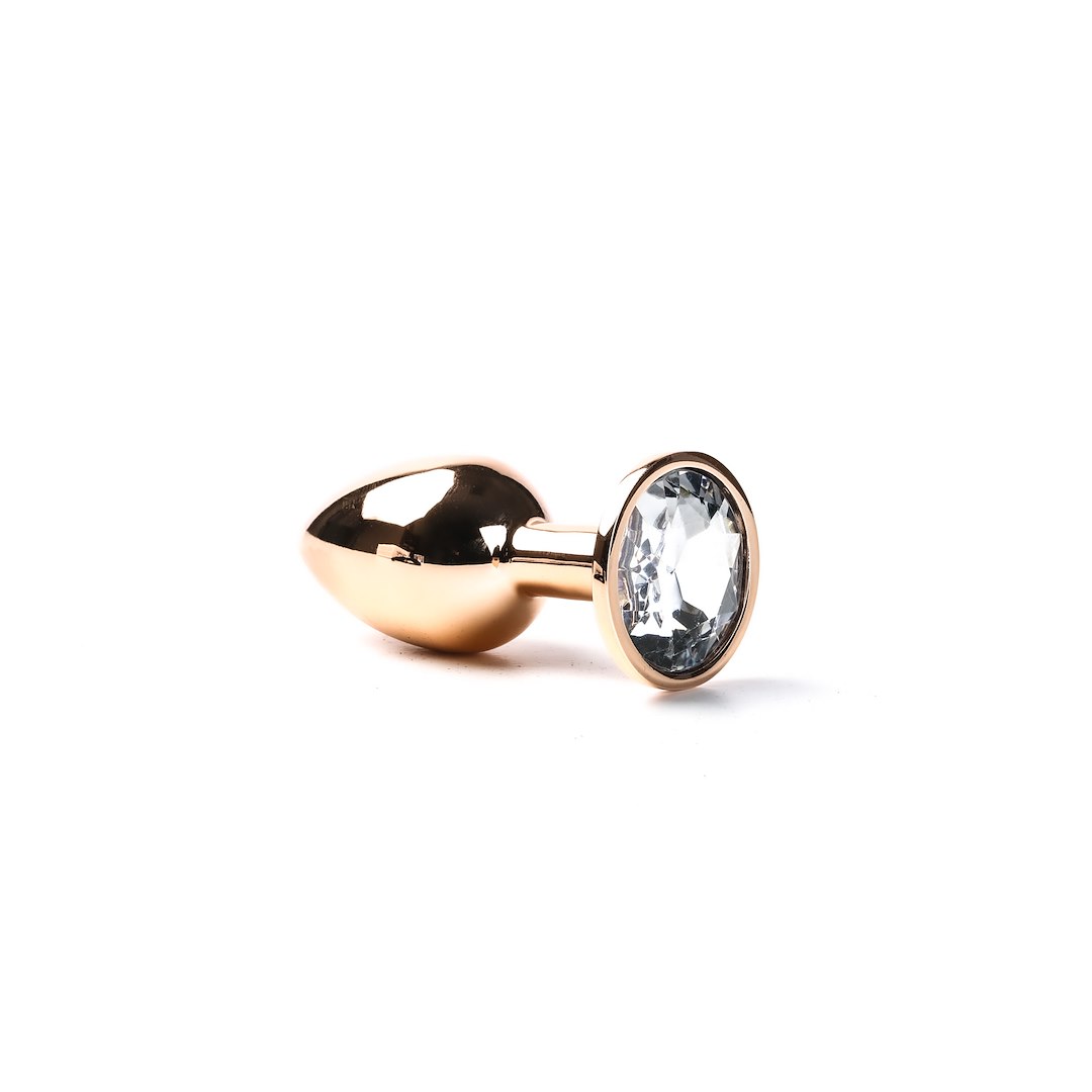 Simple Pleasure - Korek Analny Stalowy Ró¿owe Z³oto Rozmiar S Kryszta³ Bia³y — zdjęcie 2