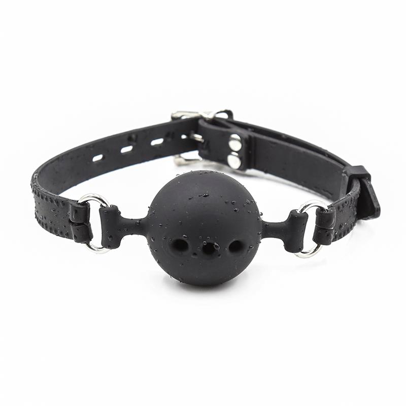 LATETOBED BDSM LINE - Silicone Breathable Ball Gag Adjustable 4 cm Size S Black — zdjęcie 2