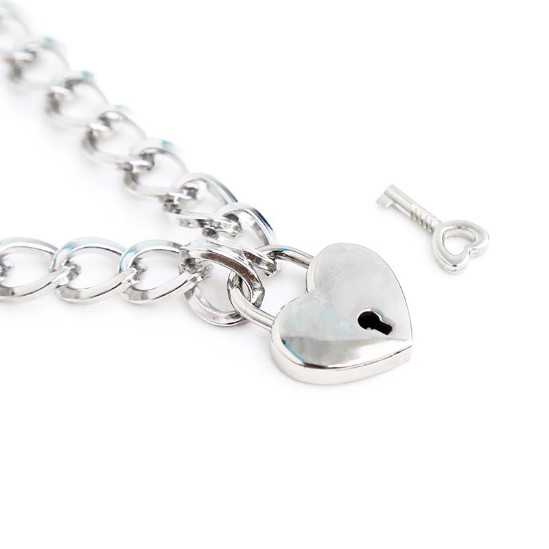 LATETOBED BDSM LINE - Collar with Lock Metal Size M 44 cm — zdjęcie 2