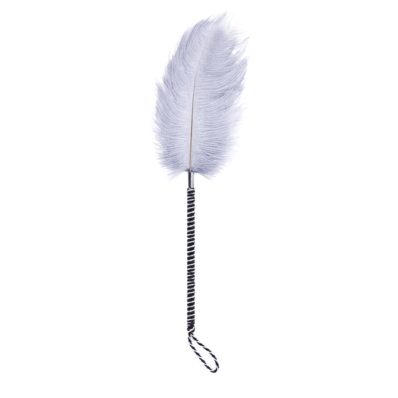 LATETOBED BDSM LINE - Feather Tickler with Wrapped 46 cm Black/White