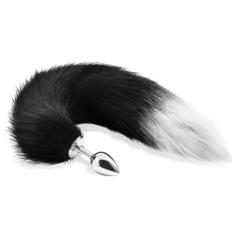 INTOYOU BDSM LINE - Anal Plug Black and White Foxy Tail — zdjęcie 2