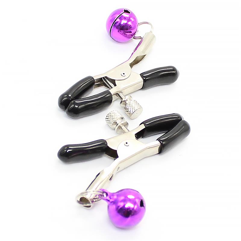 LATETOBED BDSM LINE - Nipple Clamps with Purple Bell — zdjęcie 2