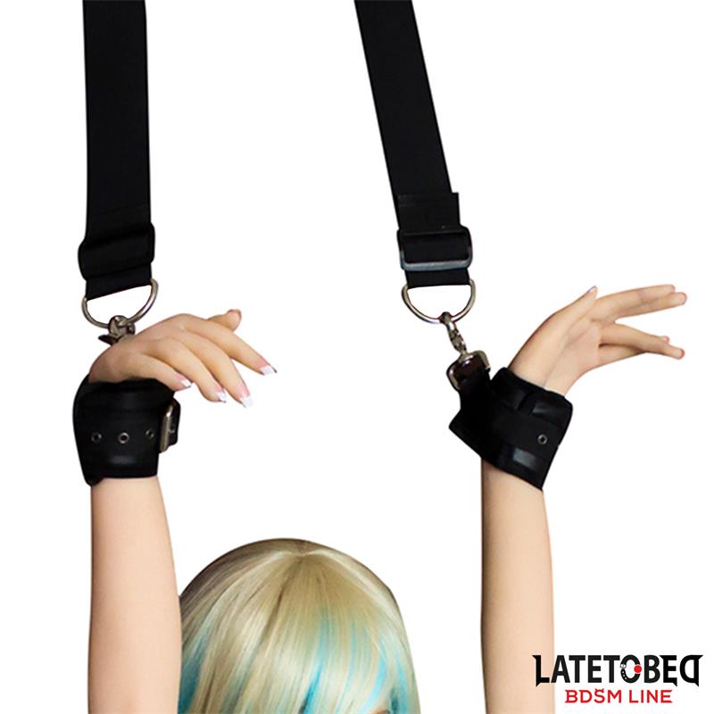 LATETOBED BDSM LINE - Door Swing Nylon Bind Neoprene Wrist Cuffs — zdjęcie 2