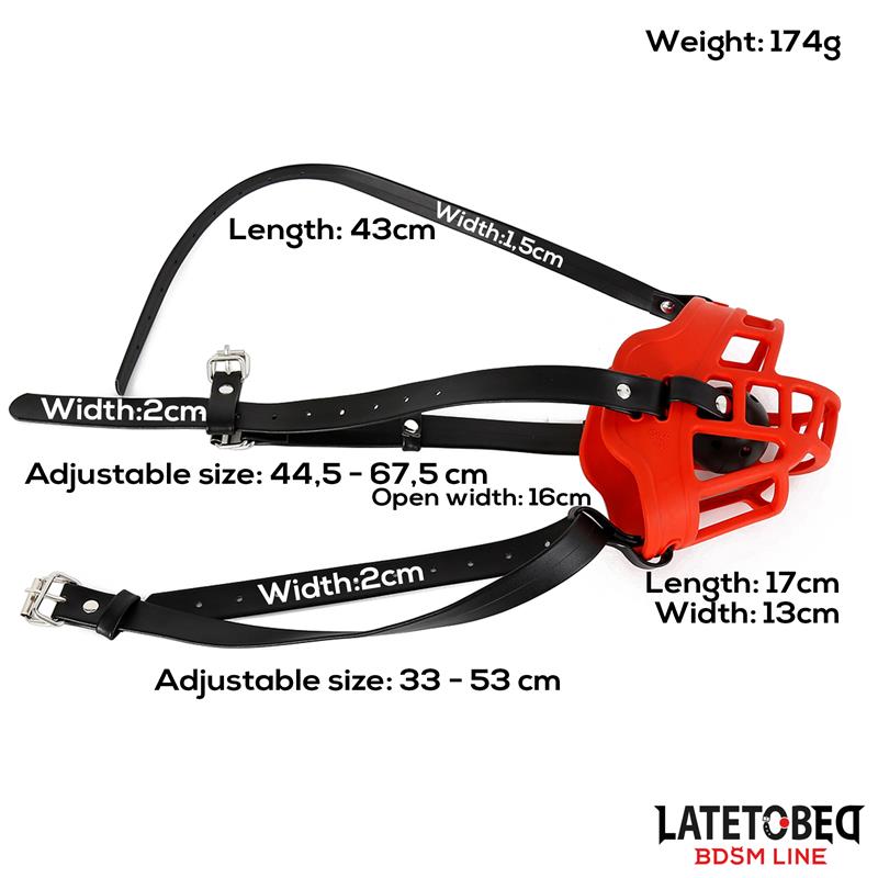LATETOBED BDSM LINE - Muzzle with Breathable Gag Ball — zdjęcie 4