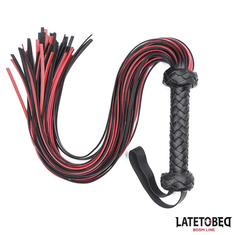 LATETOBED BDSM LINE - Red Black  Flogger 65 cm — zdjęcie 2