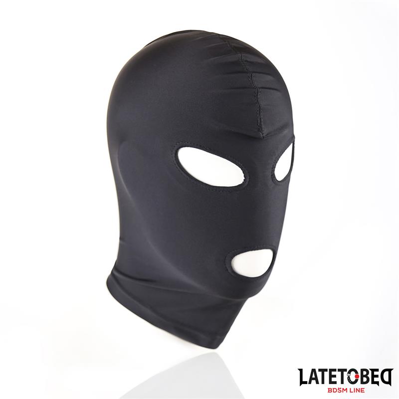 LATETOBED BDSM LINE - Open Mouth and Eyes Hood Black — zdjęcie 2