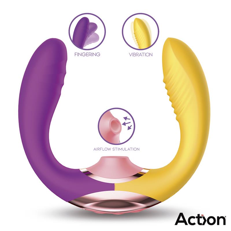ACTION - Two Lovers 3 in 1 Finger and Airflow Vibrator — zdjęcie 2