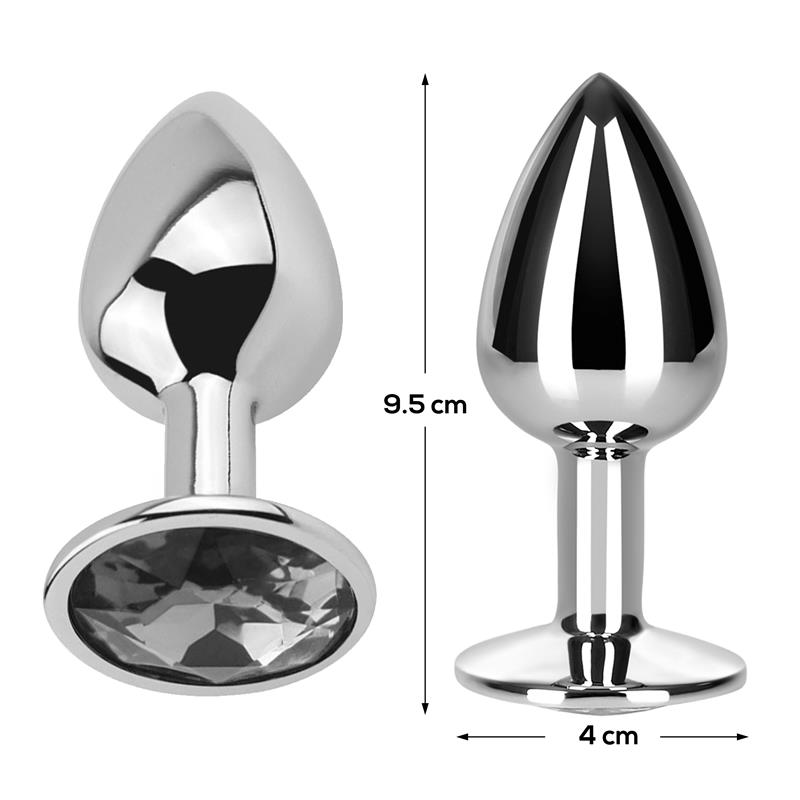 AFTERDARK - Butt Plug with Jewel White Diamond White Size L Aluminium — zdjęcie 2
