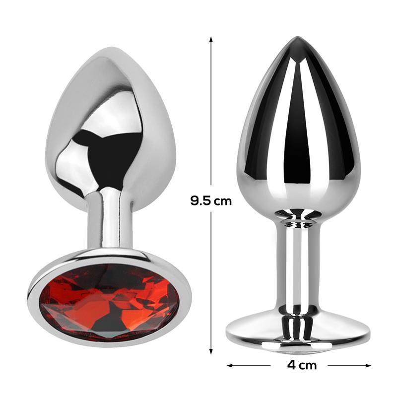 AFTERDARK - Butt Plug with Jewel Red Rubby Size L Aluminium — zdjęcie 2