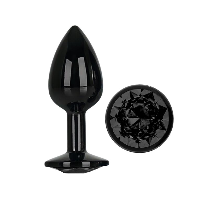 AFTERDARK - Blackgem Metalic Butt Plug with Black Jewel Size S — zdjęcie 2