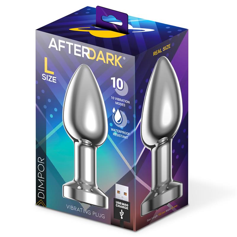 AFTERDARK - Dimpor Chrome Anal Plug with Vibration and Magnetic USB Size L — zdjęcie 4
