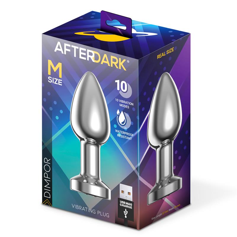 AFTERDARK - Dimpor Chrome Anal Plug with Vibration and Magnetic USB Size M — zdjęcie 4