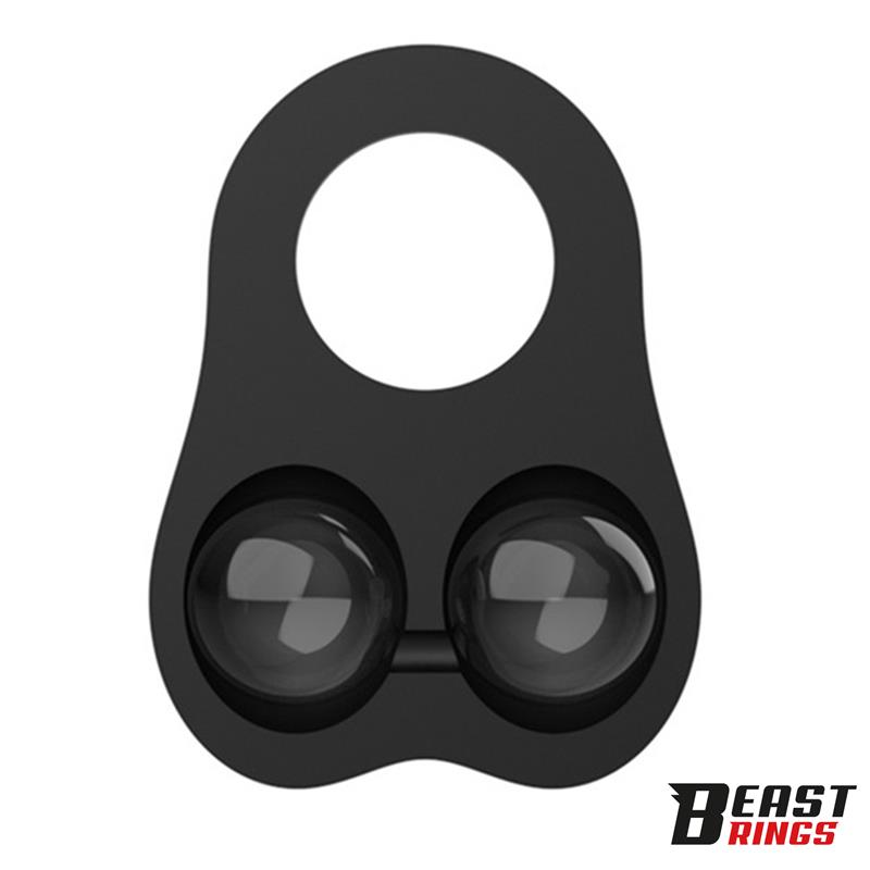 BEAST RINGS - Penis Ring with Glass Balls Liquid Silicone 30 mm — zdjęcie 2