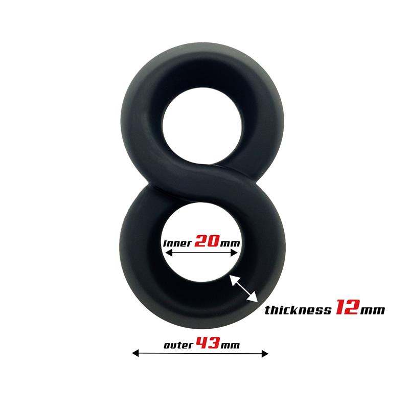 BEAST RINGS - Double Penis Ring 100% Liquid Silicone 2 cm Black — zdjęcie 2