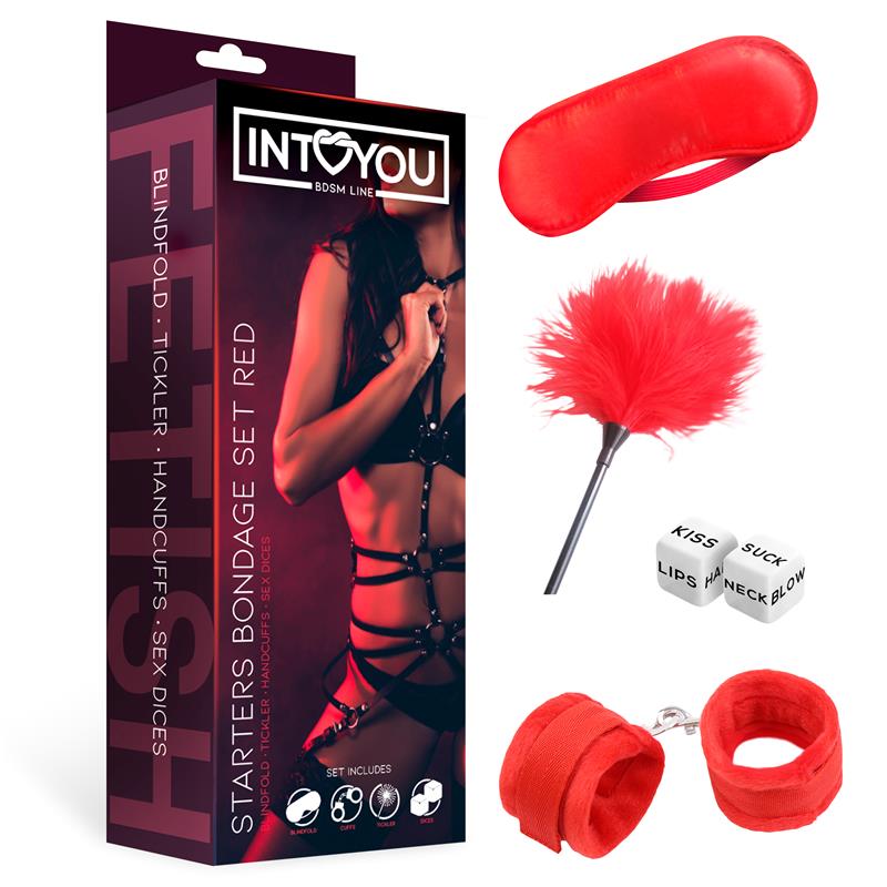 INTOYOU BDSM LINE - Starters Bondage Set 4 Pieces Red — zdjęcie 2
