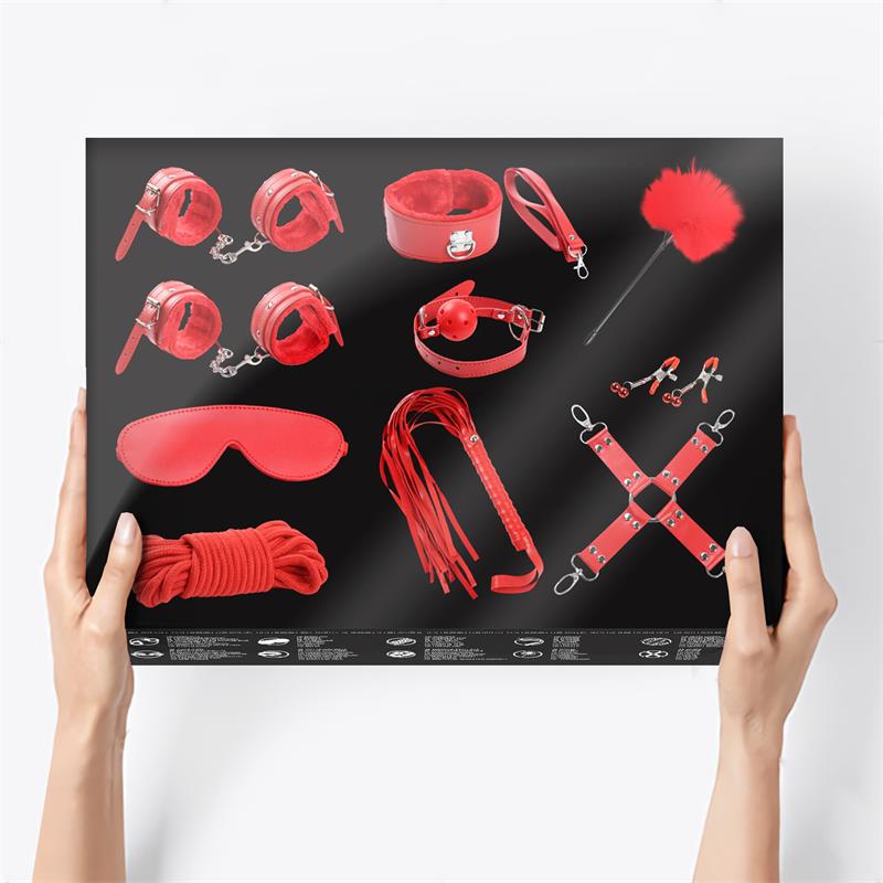 INTOYOU BDSM LINE - Bondage Set 10 Pieces Red — zdjęcie 2