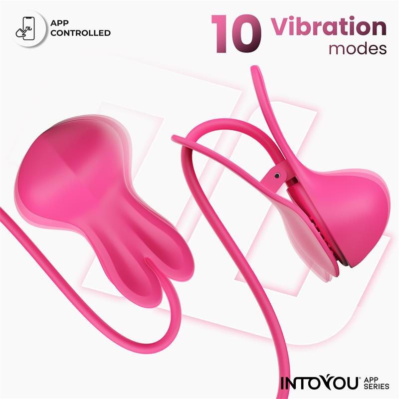 INTOYOU APP SERIES - Tickly Nipple Clamps ith Vibration, Remote and Necklace with App — zdjęcie 2