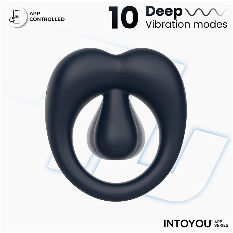 INTOYOU APP SERIES - Kenny Penis Ring with Clitoris Stimulator and APP Night Blue — zdjęcie 2
