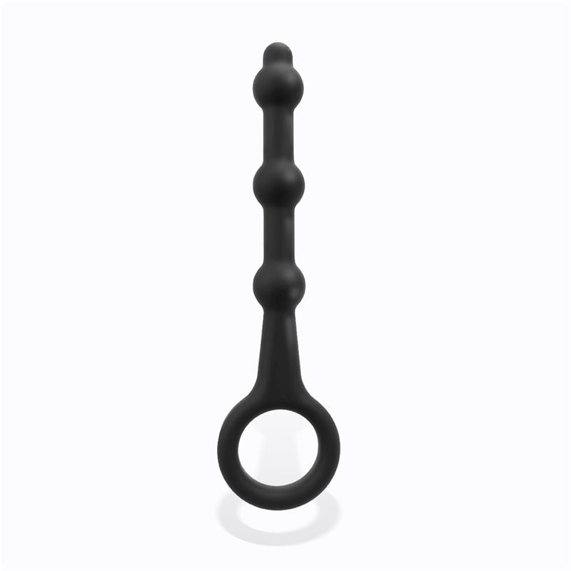 TARDENOCHE - Elmer Beaded Butt Plug with Easy Pull Ring Silicone Black — zdjęcie 2