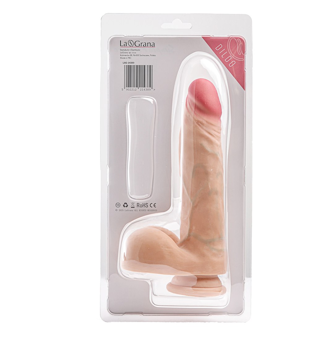 Simple Pleasure dildo z wbudowanym krêgos³upem cyberskóra kolor cielisty 23 cm — zdjęcie 3