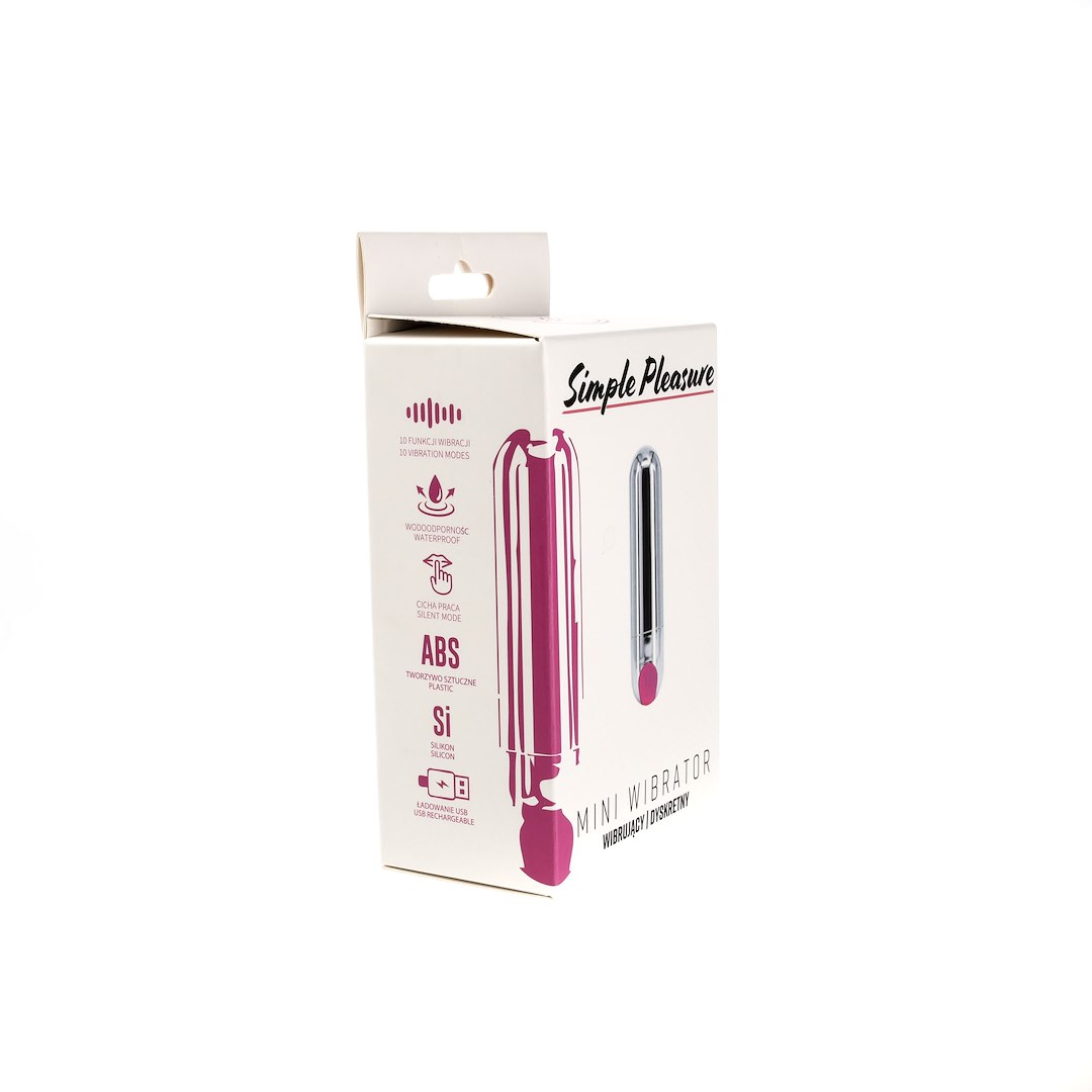 Simple Pleasure - Wibrator Mini Typ Bullet £adowany Usb Srebrny — zdjęcie 3