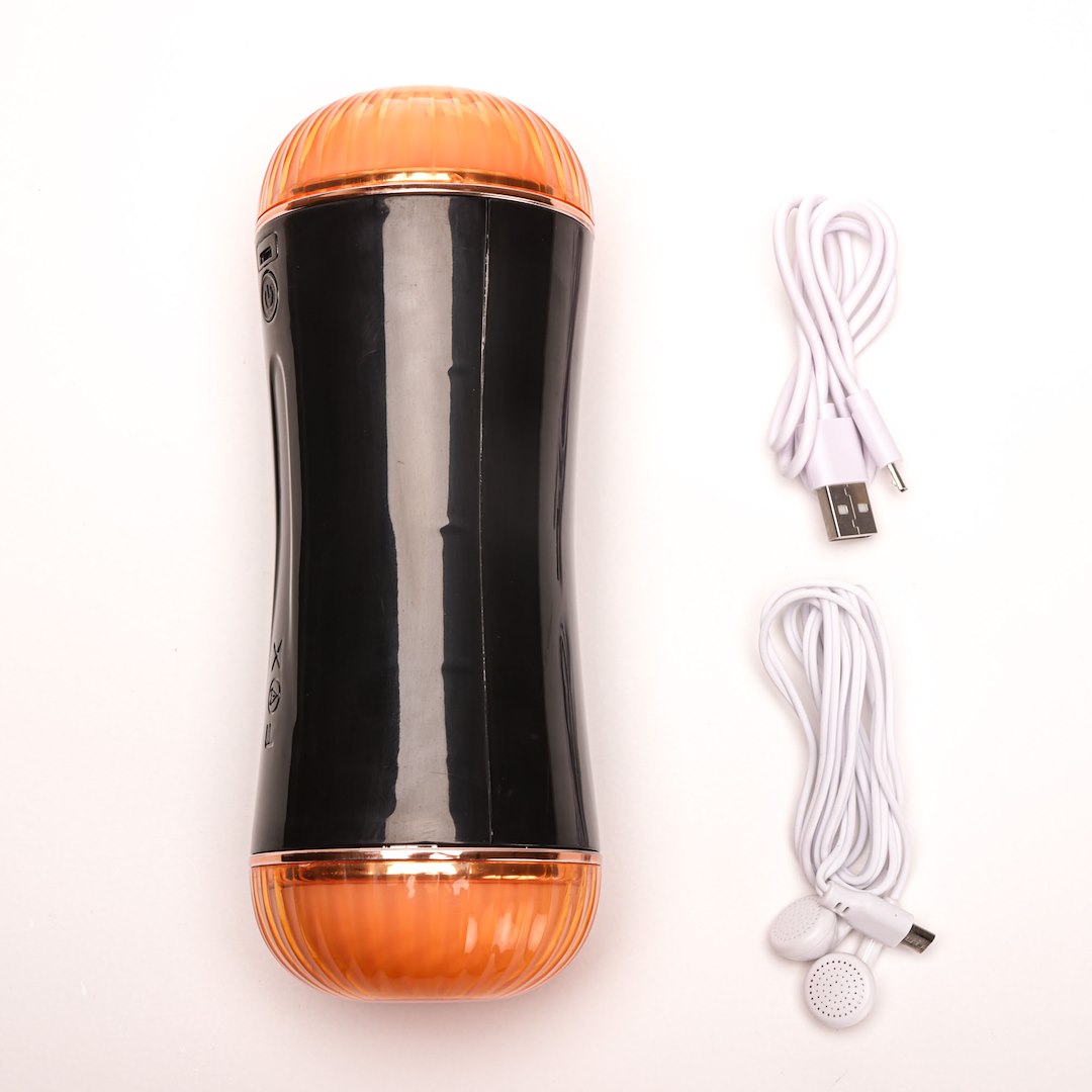 Velvet Touch - Masturbator Z Wibracj¹ Dwustronny Wagina Anus  Cyberskóra £adowany Usb Czarny — zdjęcie 3