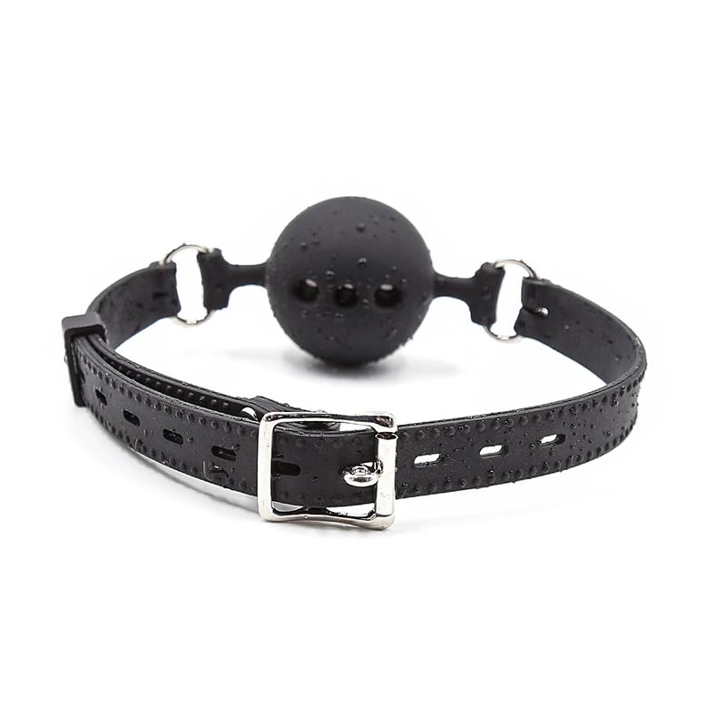 LATETOBED BDSM LINE - Silicone Breathable Ball Gag Adjustable 4 cm Size S Black — zdjęcie 3