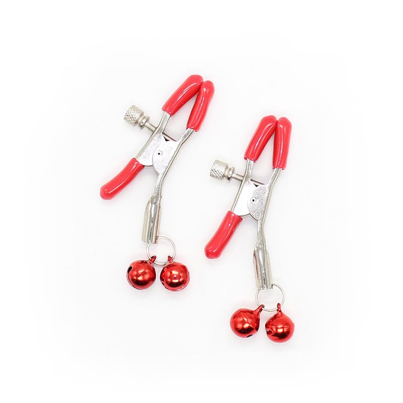 LATETOBED BDSM LINE - Nipple Clamp with Bell Metal Red — zdjęcie 3