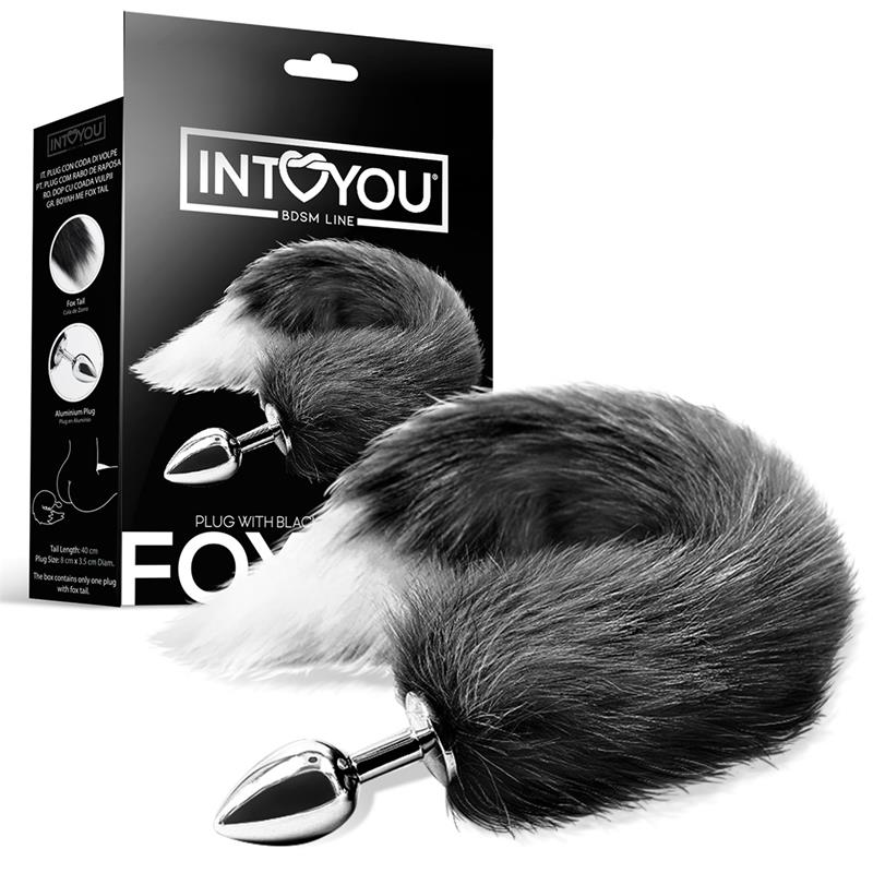 INTOYOU BDSM LINE - Anal Plug Black and White Foxy Tail — zdjęcie 3