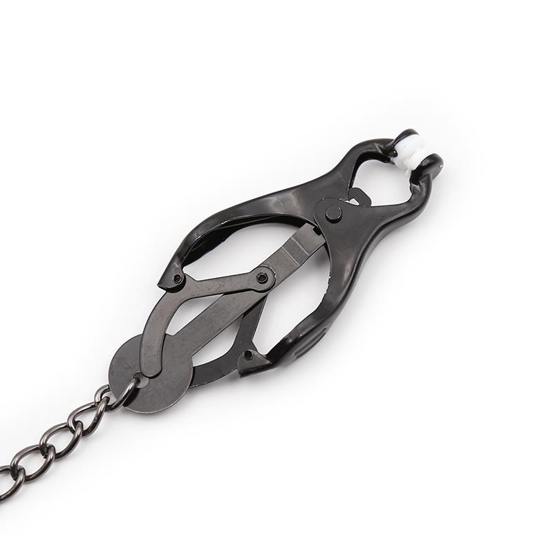 LATETOBED BDSM LINE - Japanese Nipple Clamps with Chain Black — zdjęcie 3