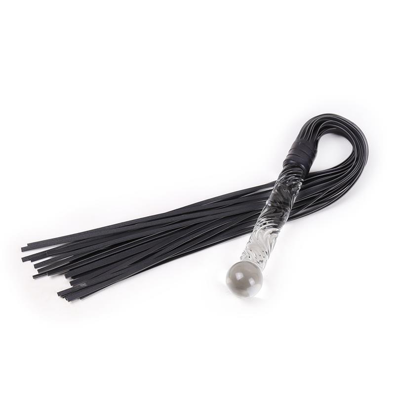 LATETOBED BDSM LINE - Glass Handle Flogger 70 cm — zdjęcie 3
