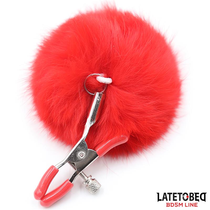 LATETOBED BDSM LINE - Nipple Clamps Adjustable with Fur — zdjęcie 3