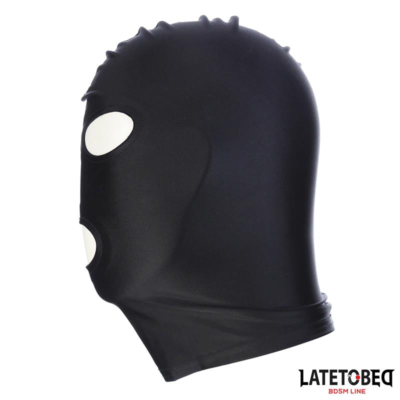 LATETOBED BDSM LINE - Open Mouth and Eyes Hood Black — zdjęcie 3
