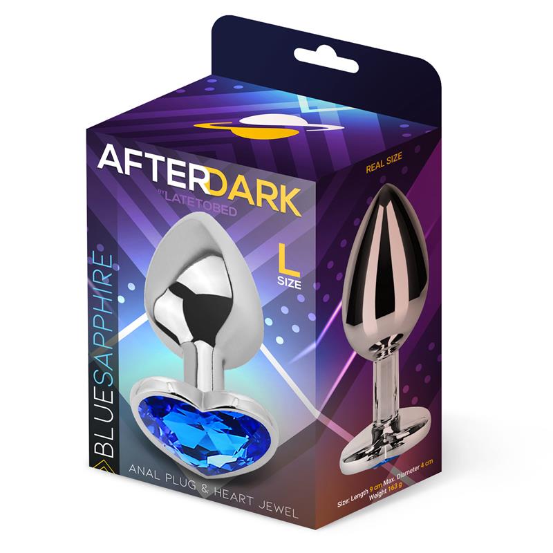 AFTERDARK - Heart Shaped Butt Plug Blue Sapphire Size L — zdjęcie 3