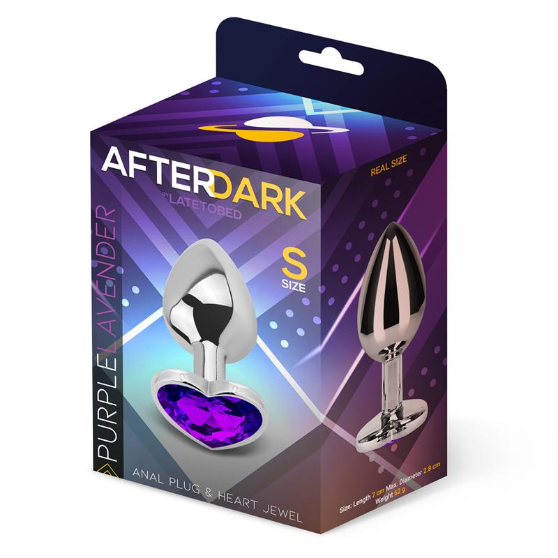 AFTERDARK - Heart Shaped Butt Plug Purple Lavender Size S — zdjęcie 3
