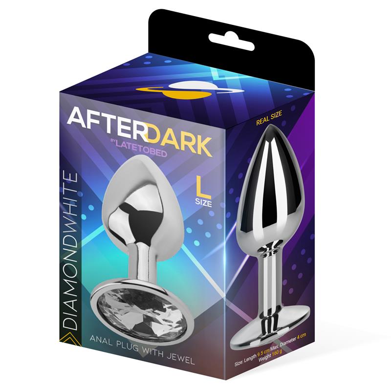 AFTERDARK - Butt Plug with Jewel White Diamond White Size L Aluminium — zdjęcie 3