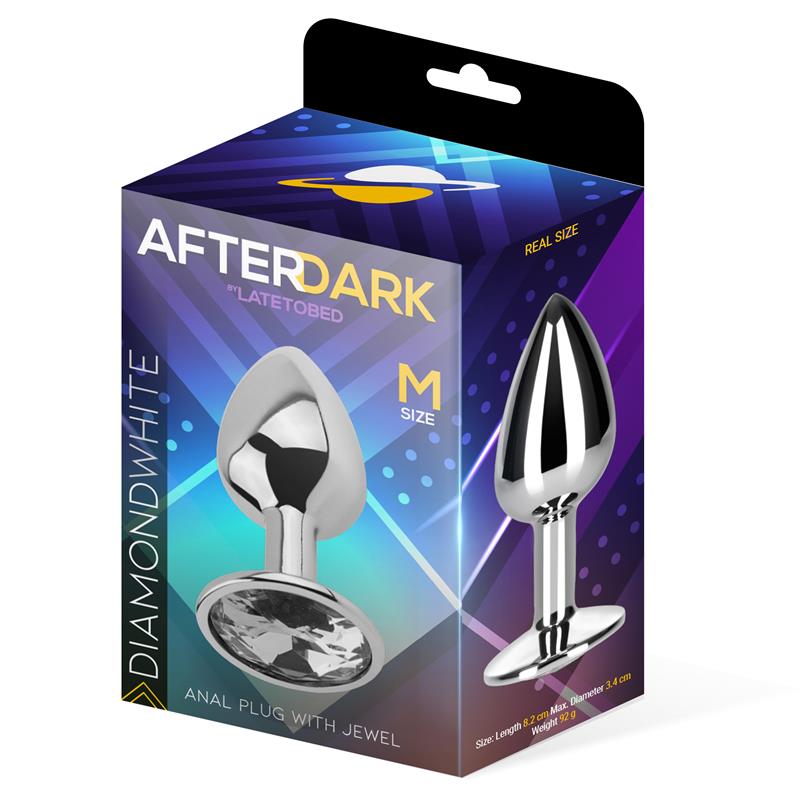 AFTERDARK - Butt Plug with Jewel Diamond White Size M Aluminium — zdjęcie 3