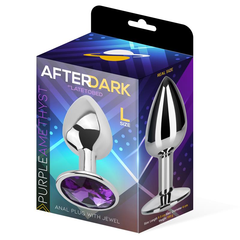 AFTERDARK - Butt Plug with Jewel Purple Amethyst Size L Aluminium — zdjęcie 3