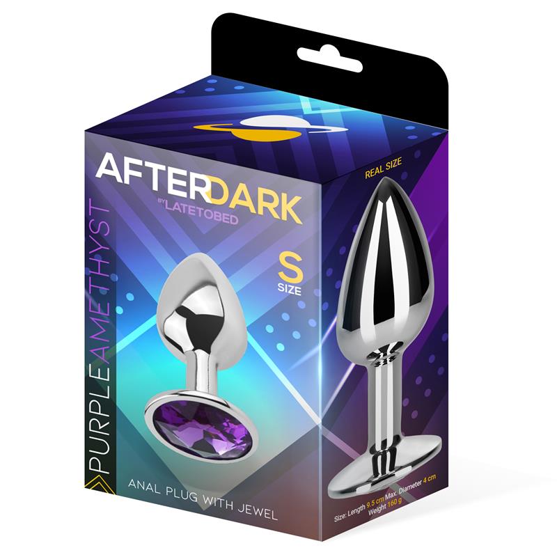 AFTERDARK - Purple Amethyst Butt Plug with Jewel Size S Aluminium — zdjęcie 3