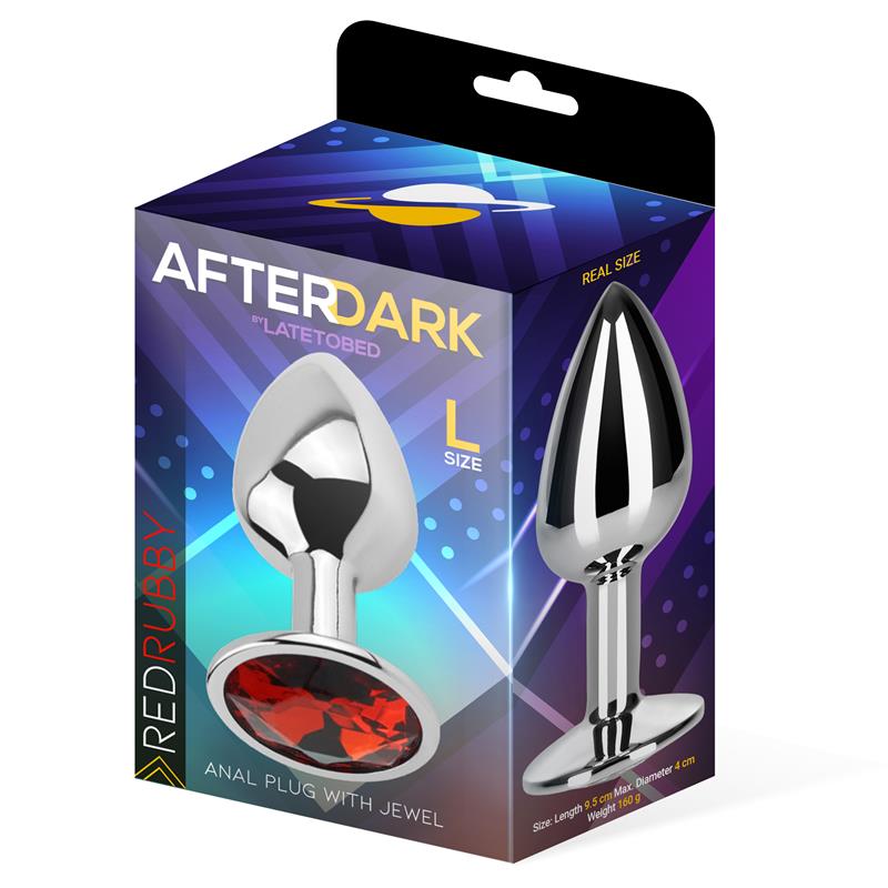 AFTERDARK - Butt Plug with Jewel Red Rubby Size L Aluminium — zdjęcie 3