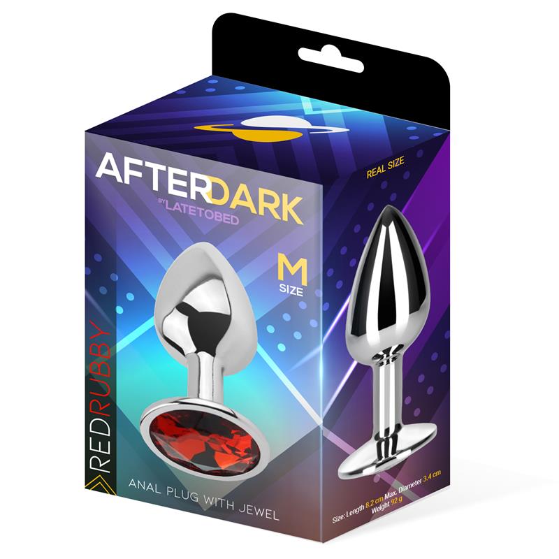 AFTERDARK - Butt Plug with Jewel Red Rubby Size M Aluminium — zdjęcie 3