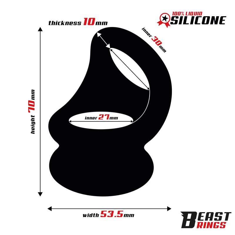 BEAST RINGS - Double Penis Ring Liquid Silicone 27/30 mm — zdjęcie 3